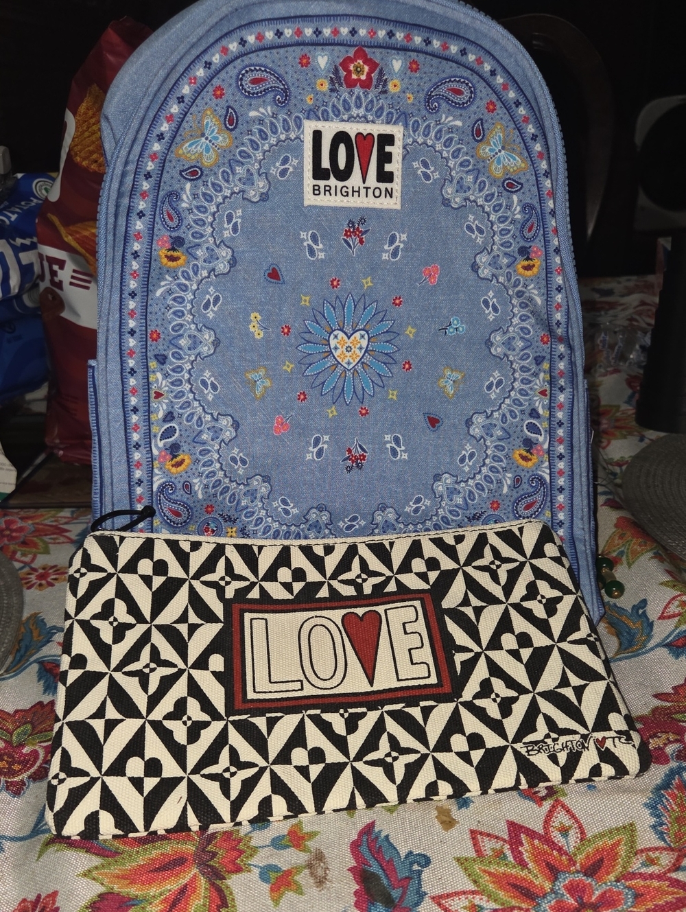 Brighton Bandana Love Backpack with Black & White LOVE Pouch